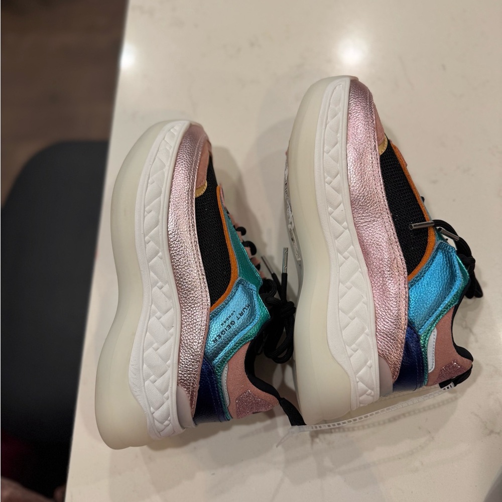Kurt Geiger Pink and Blue Sneakers with Chunky Platform Sole - Picture 5 of 9